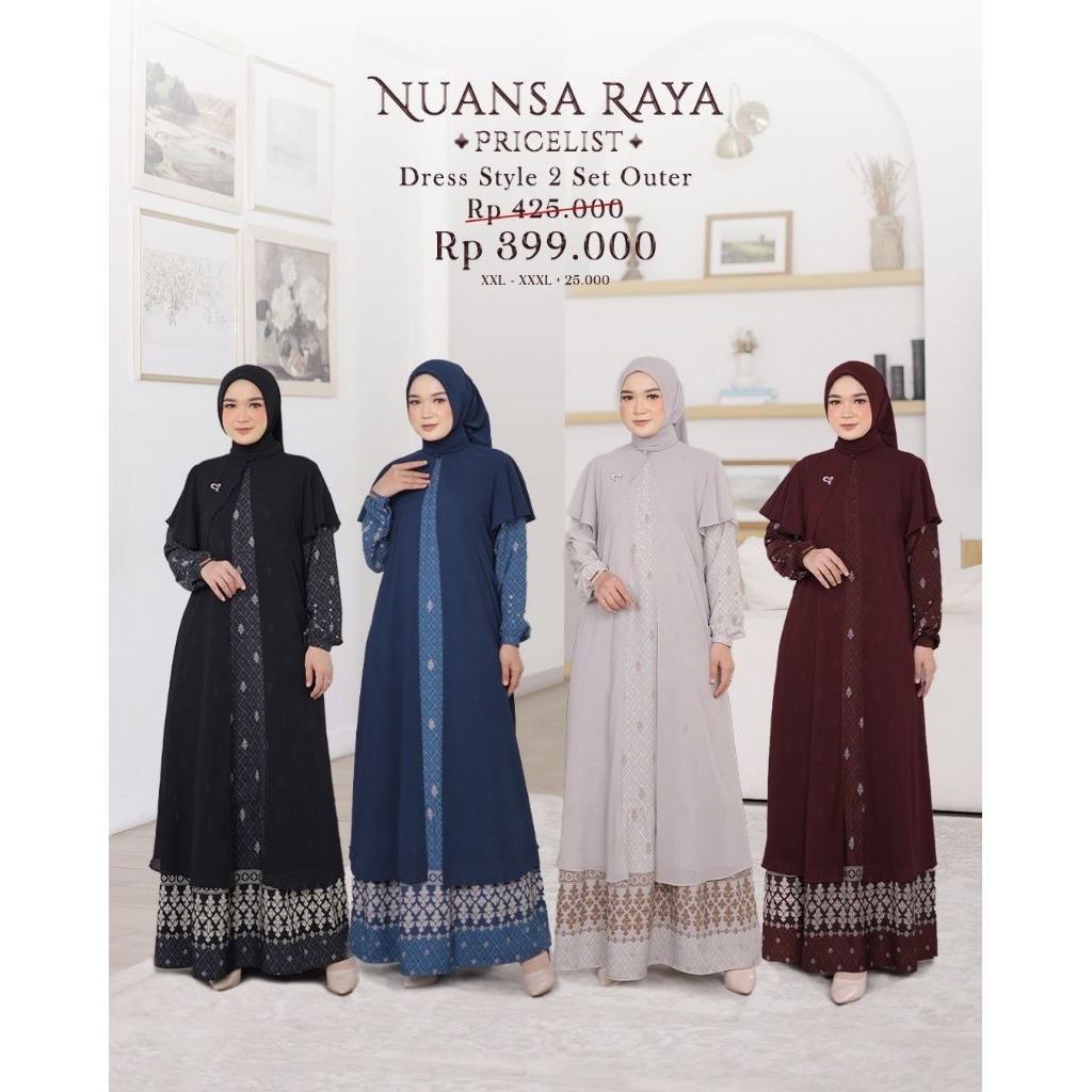 Nuansa Raya Series Dress Style 2 Set Outer Gamis by Salvina