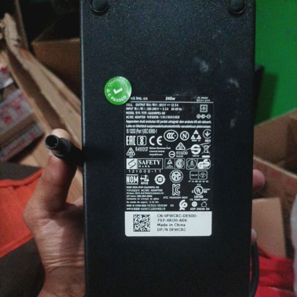 Adaptor Charger Second Laptop AIO Dell Alienware 19.5v 240w 12.3a Lubang Jarum Besar