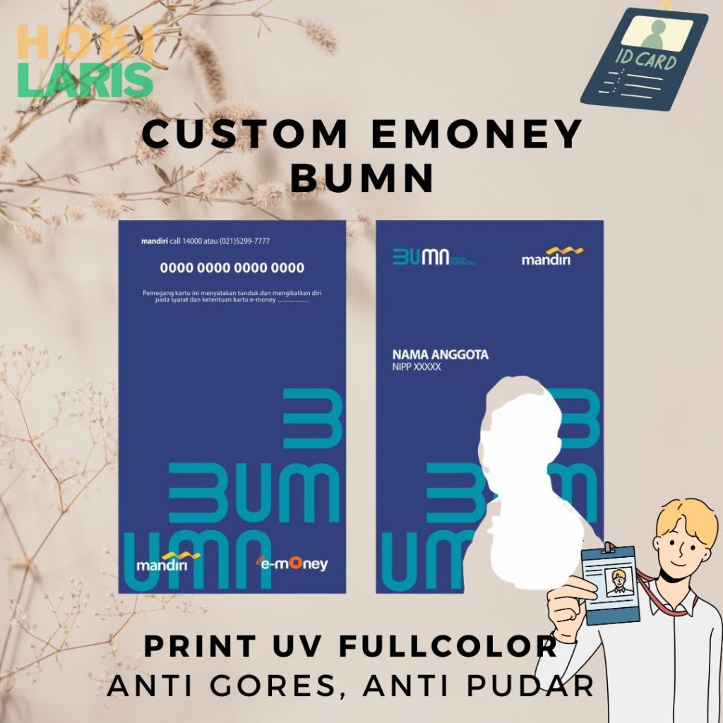 KARTU E MONEY ID CARD BANK BRI KARTU PEGAWAI NEW BUMN E TOLL KARTU PEGAWAI BUMN - 2 SISI
