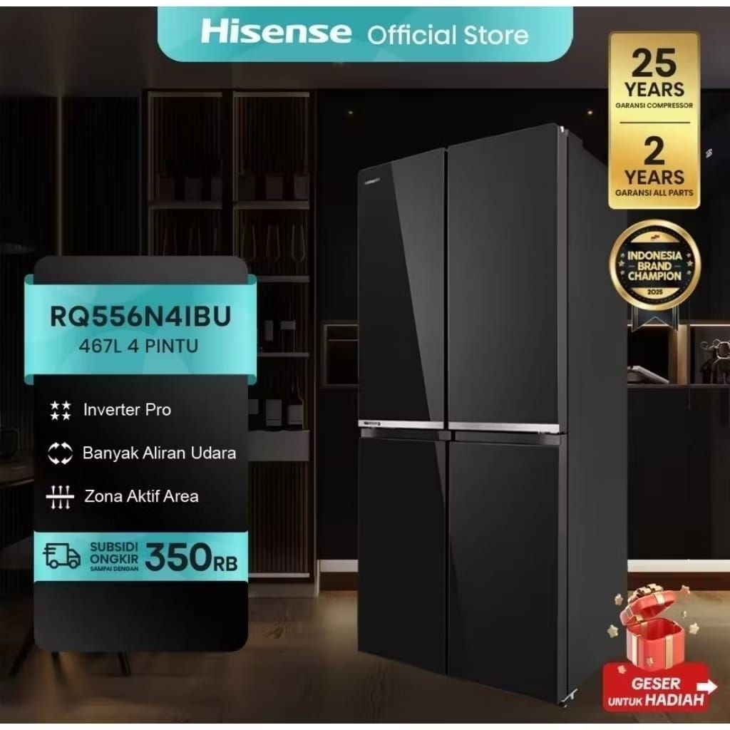Hisense Kulkas 4 Pintu - RQ556N4IBU - 467L