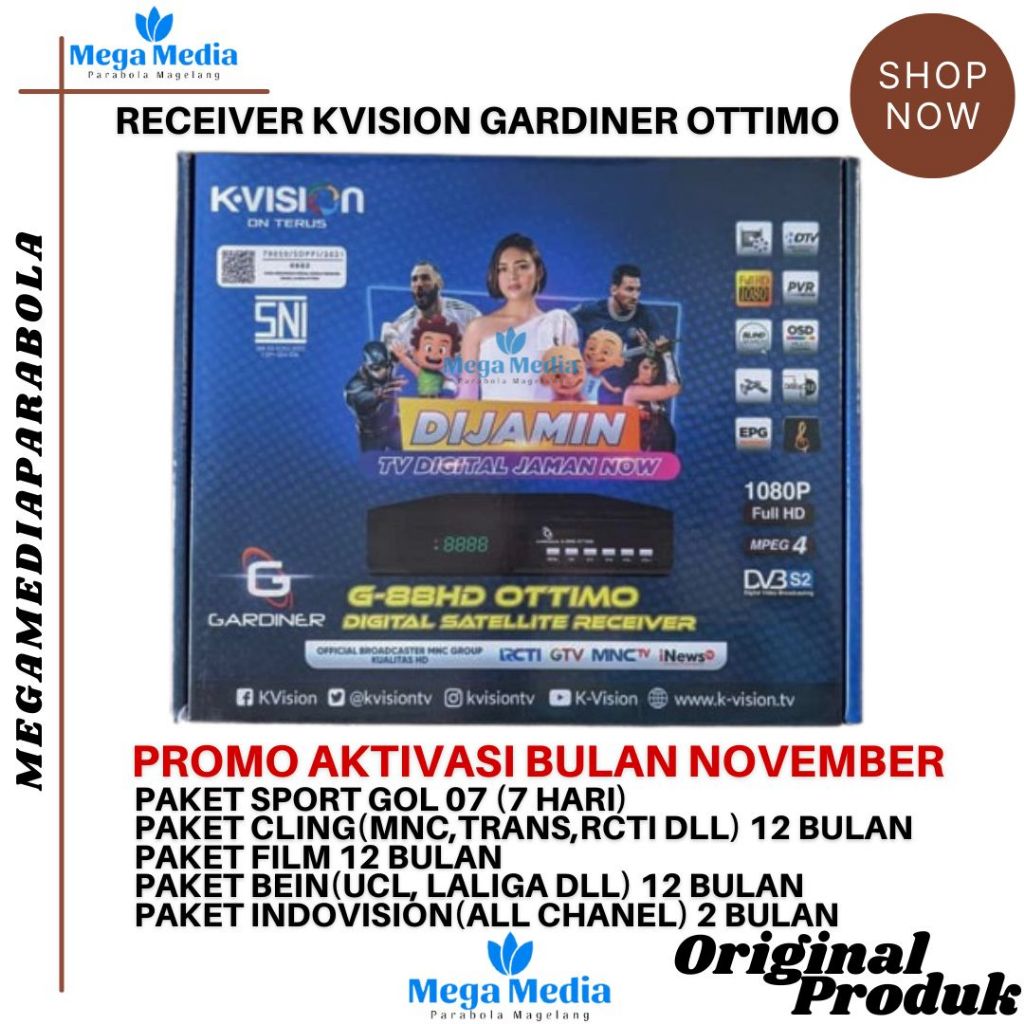 Receiver Kvision Gardiner Ottimo Bisa Untuk Parabola Jaring C Band Dan Mini Ku Band