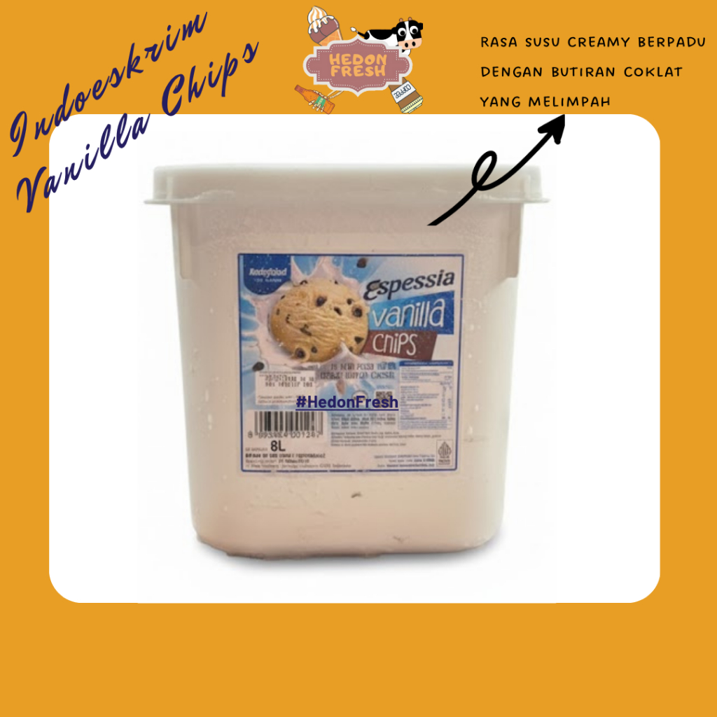 Indofood Es Krim Rasa Vanilla Chips 8 Liter Indoeskrim - Cabang Bandung