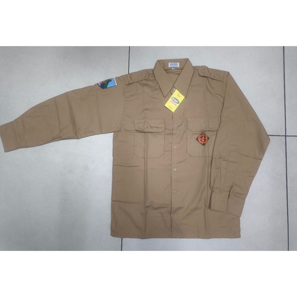 Seragam Pramuka Sak 2 Coklat Susu (Pramuka Pandega) || Hem Lengan Pendek Pramuka Pendega SMA Coklat 