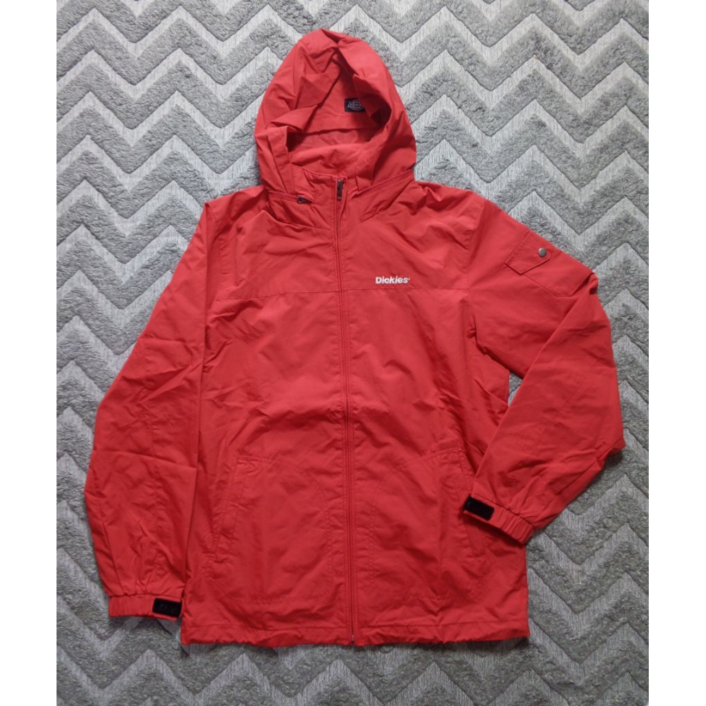 Jaket Dickies hoodie merah outdoor windbreaker unisex