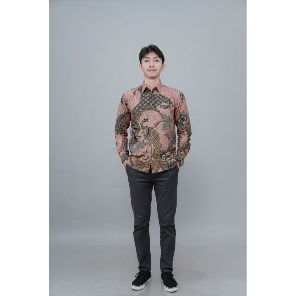 Kemeja Batik panjang, Batik warna Salem | batik katun premium | batik katun solo | batik katun halus