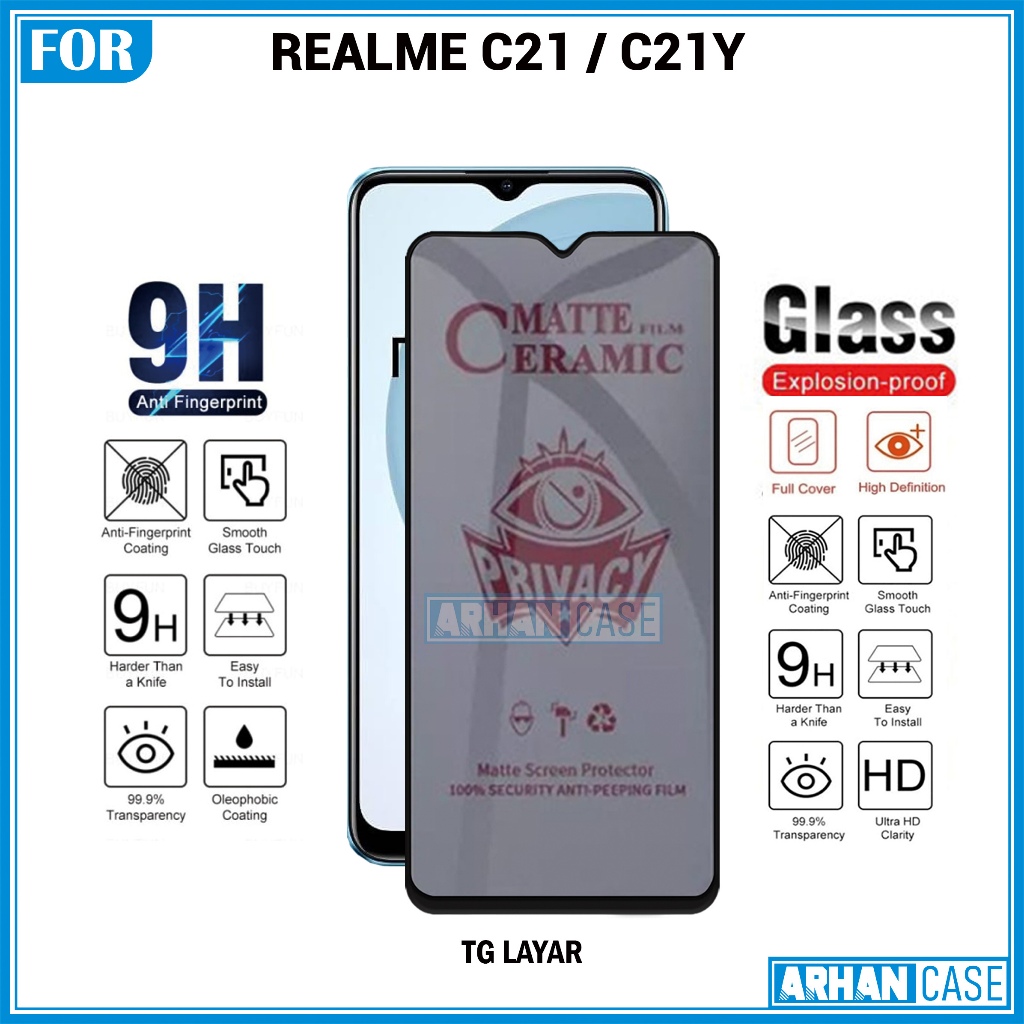 Tempered Glass Realme C21 C21Y Anti Gores Full Layar All Series Pelindung Layar