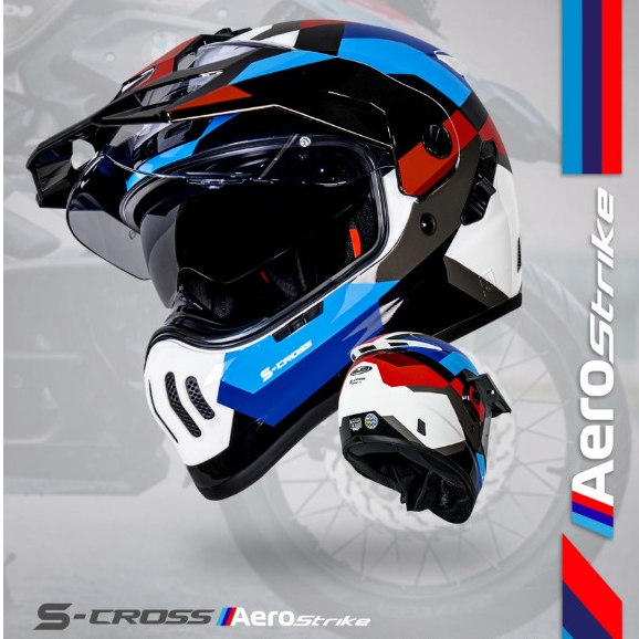 NJS S-CROSS ENDUROMAX AERO STRIKE Helm NJS Semi Cross Helm Adventure SCross Double Visor S CROSS
