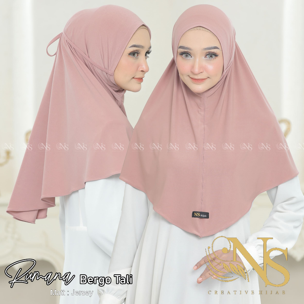 NS Hijab Non Pet Tali Bulat Hijab Rumana Kerudung Hamidah Jilbab Daily Simple Jersey Premium by NS H