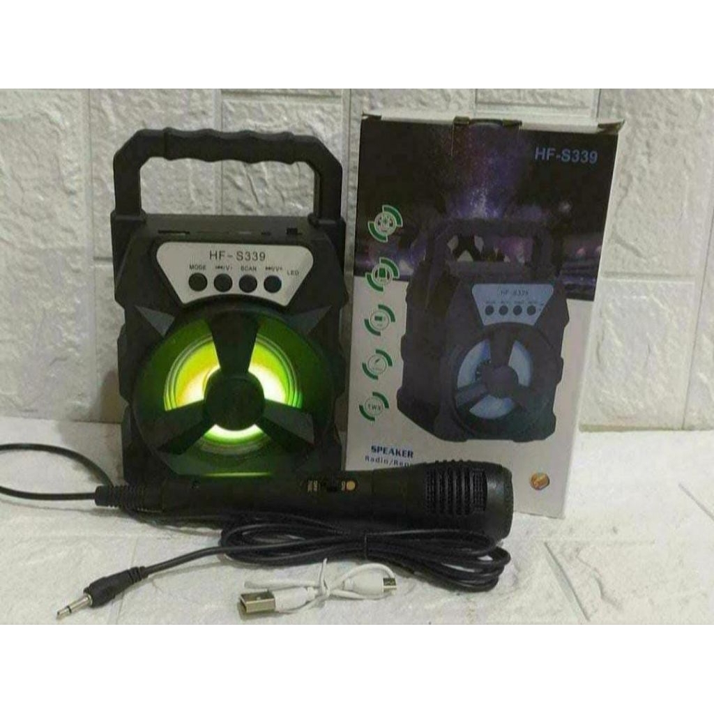 Speaker spiker wireless bluetooth karaoke S339 portable plus mic