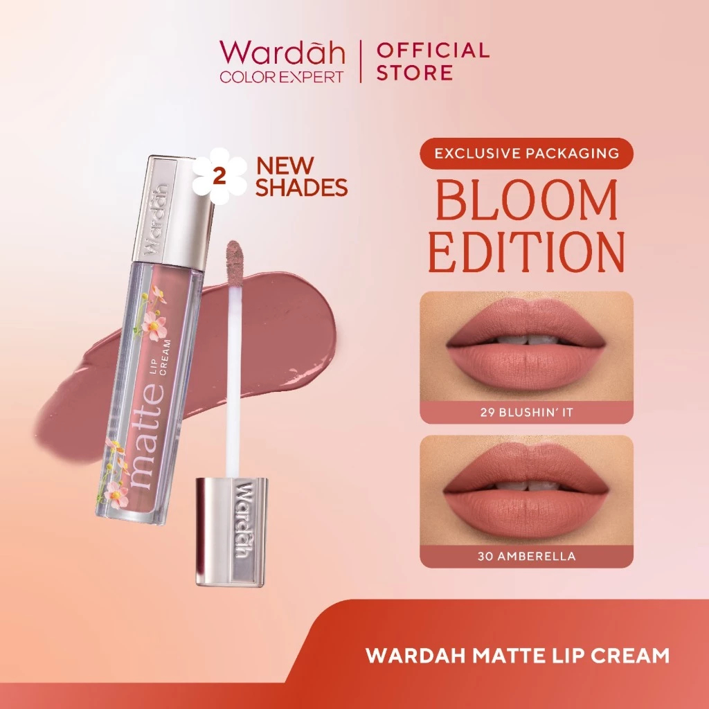 WARDAH Matte Lip Cream 4 g Warna Intense dan Tahan Lama Matte Finish Teksture Creamy Liptint Lip Sta