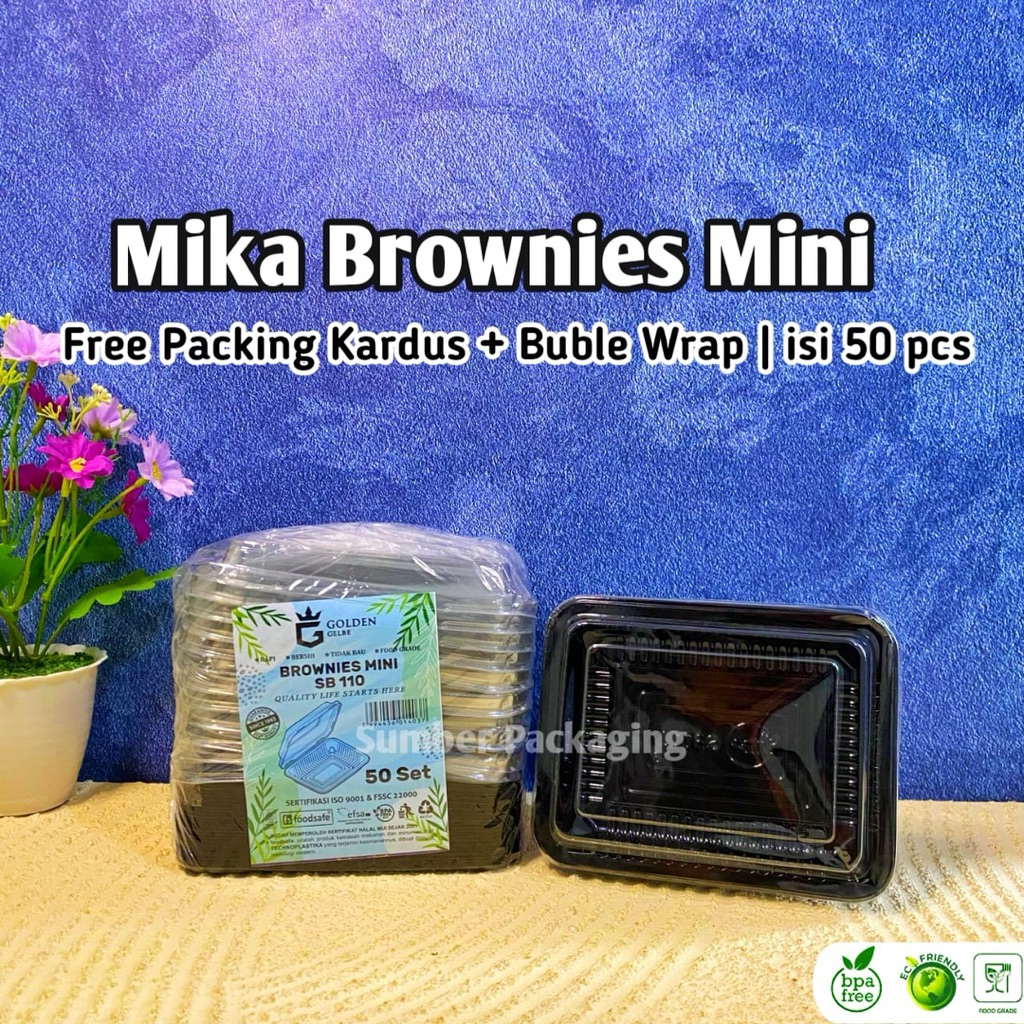 (50PCS) Mika Brownies Mini SB110 | Tray Mika Mochi Cake | Mika Sushi SB 110
