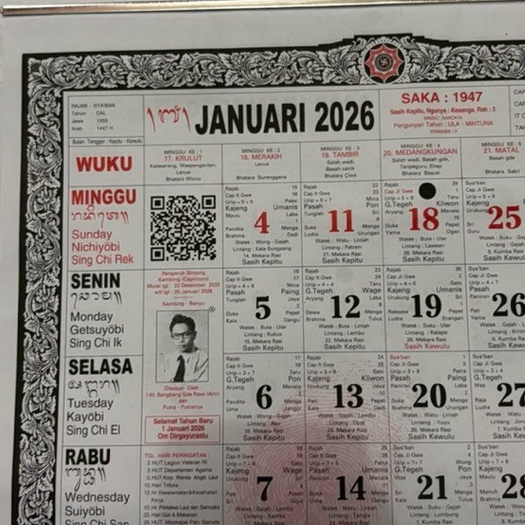 BISA COD! - Kalender Bali 2026 BANG BANG GEDE RAWI / Kalender DINDING BALI LENGKAP 2026