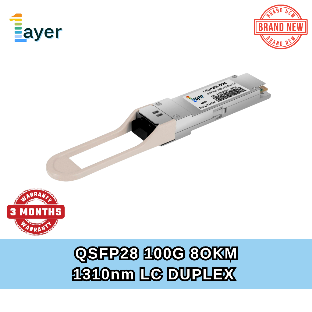 LAYER_1 QSFP28-ZR4 SFP 100G 1310nm 80KM LC Modul Transceiver Duplex Konektor LC