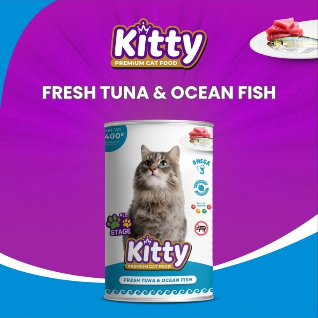 Kitty Premium Cat Food Fresh Tuna & Ocean Fish 400gr - isi 1 Pcs