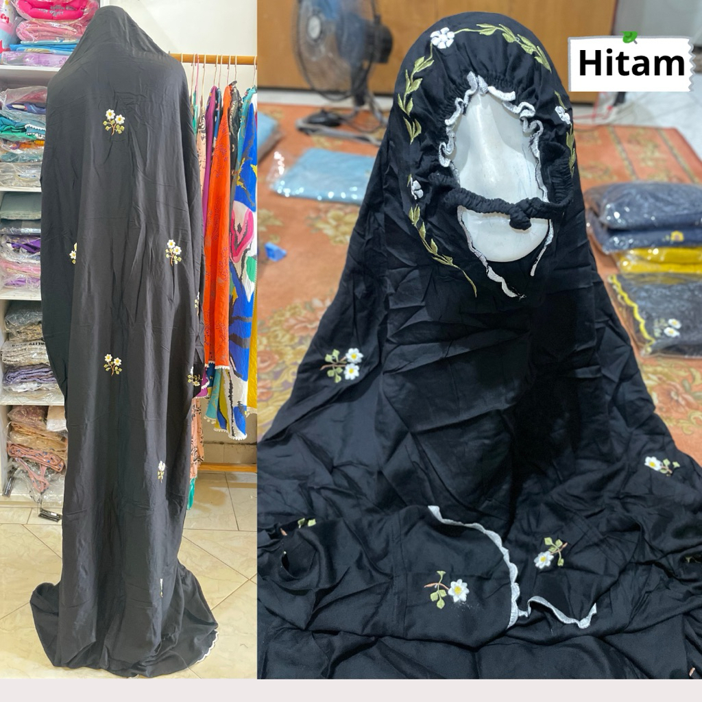 Mukena terusan bordir putih / mukena terusan dewasa/ mukena bordir warna