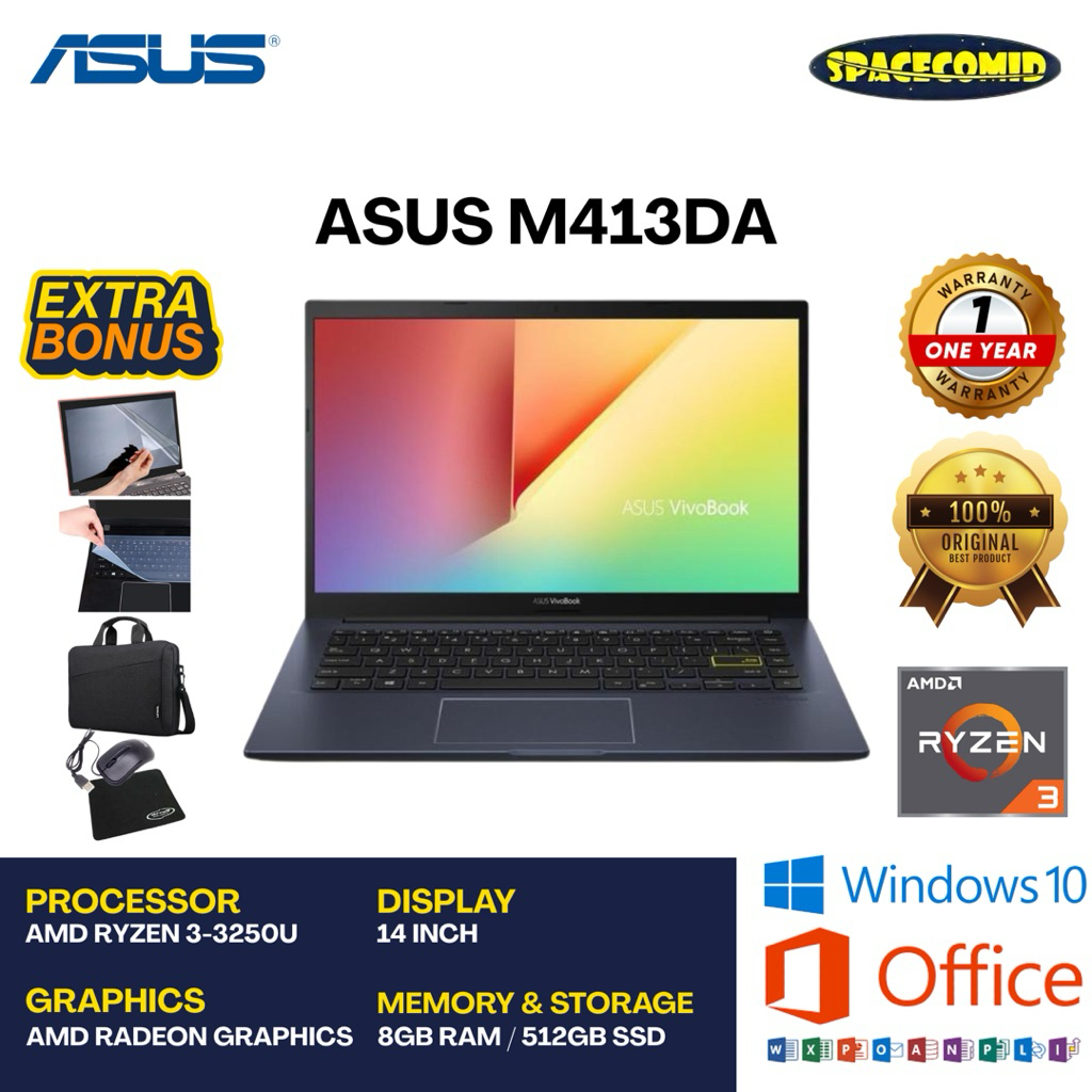ASUS M413DA [AMD RYZEN 3-3250U] 8GB RAM | 512GB SSD | 14 INCH | FREE ACC