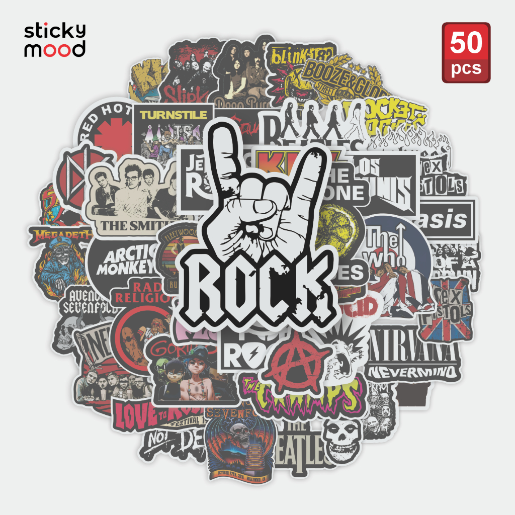 50 Pcs Sticker Rock Band Music Waterproof (Tumblr, HP, Buku, Laptop)