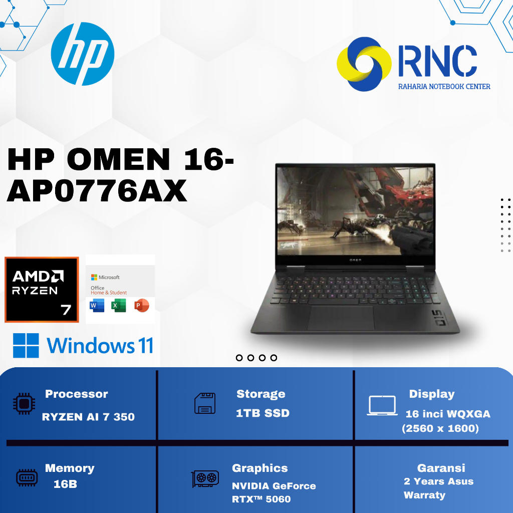 HP OMEN 16-AP0776AX RYZEN AI 7 350 16GB/1TB RTX5060