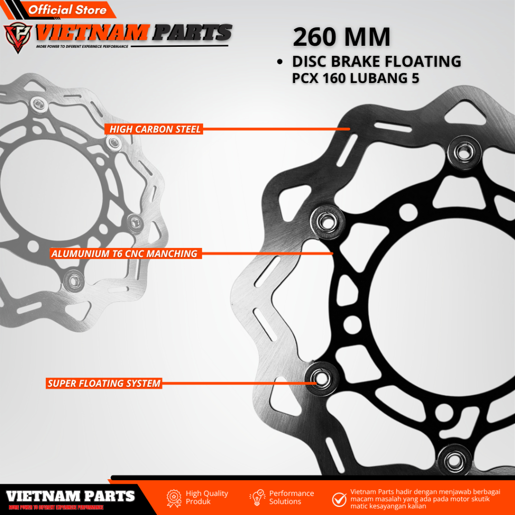 Disc Brake Floating Vietnam Parts Piringan Cakram 260mm Pcx 160 Lubang 5 Disc 260mm pcx 160 DISC Rem