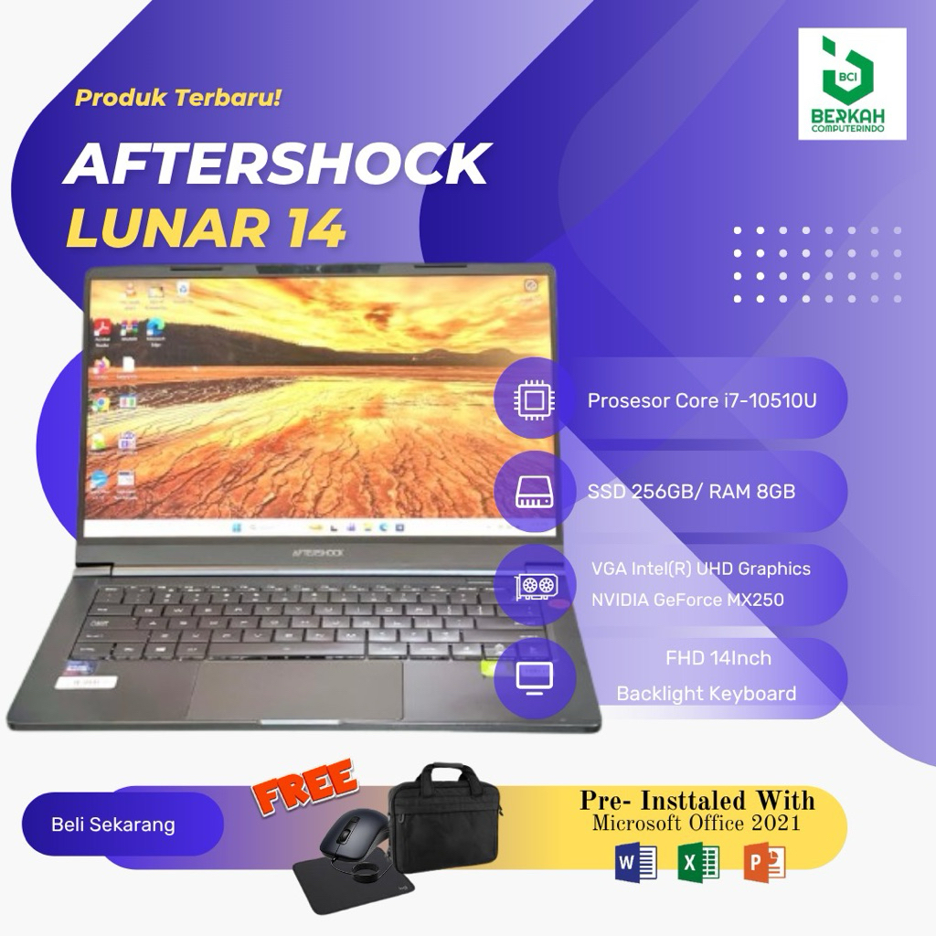 Aftershock Lunar 14 Core i7 gen 10 RAM 16GB SSD 256GB Double VGA