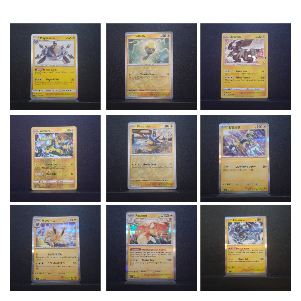 [LIGHT Pokemon Foil] Pokemon Trading Card TCG Game ID/KR/CN/JP/EN Raichu Electrode Energi Zapdos Wat