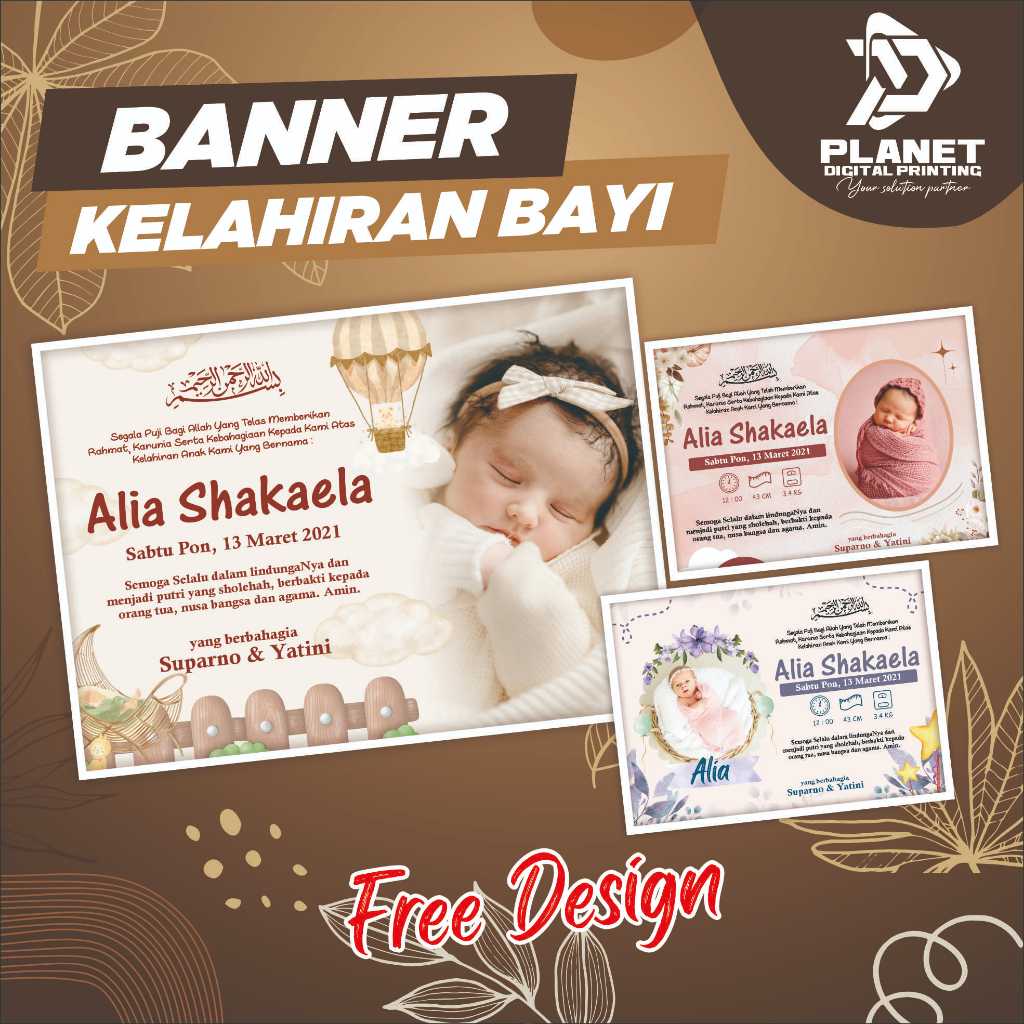BANNER KELAHIRAN BAYI / SPANDUK NAMA ANAK / BABY NEW BORN / SPANDUK KELAHIRAN BAYI / NEW BORN