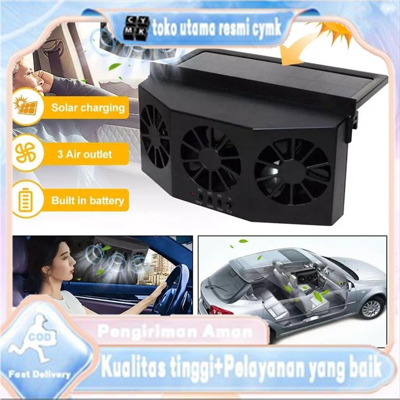 Solar Powered Fan Cooler Kipas Angin Exhaust Tenaga Surya Mobil Universal Solar Powered Car Cooling 
