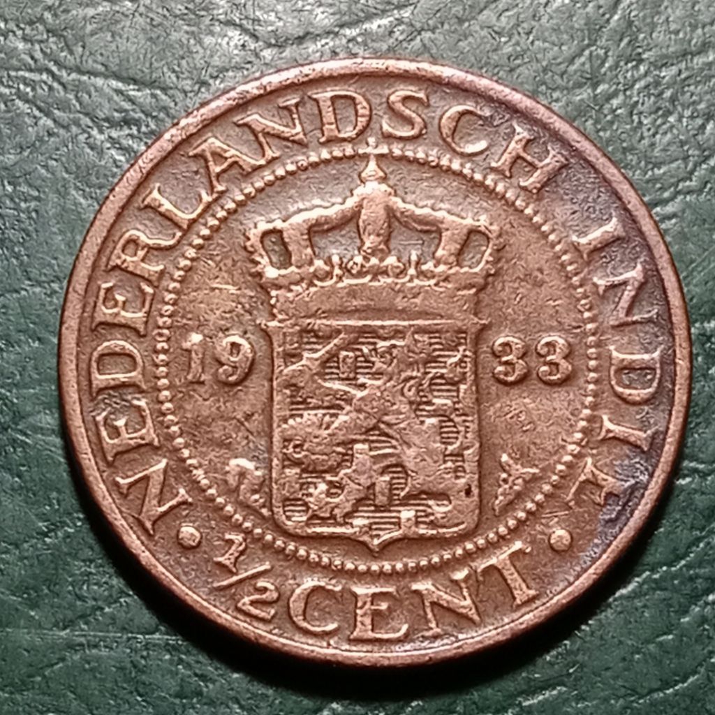 Koin Ned Indie Koleksi kuno jadul 1/2 Cent Tahun 1933