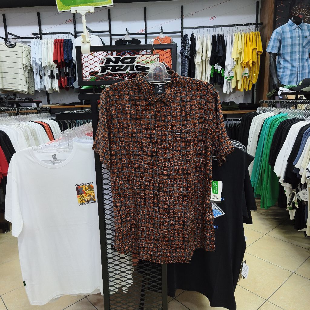 Kemeja Ripcurl Fun Times SS Shirt Black Orange Original