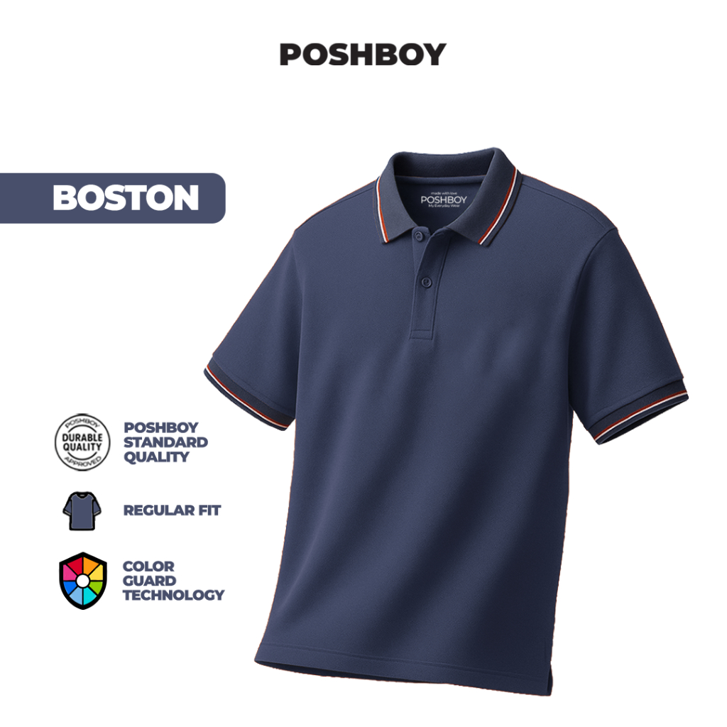 POSHBOY Polo Boston Navy - Polo Lengan Pendek
