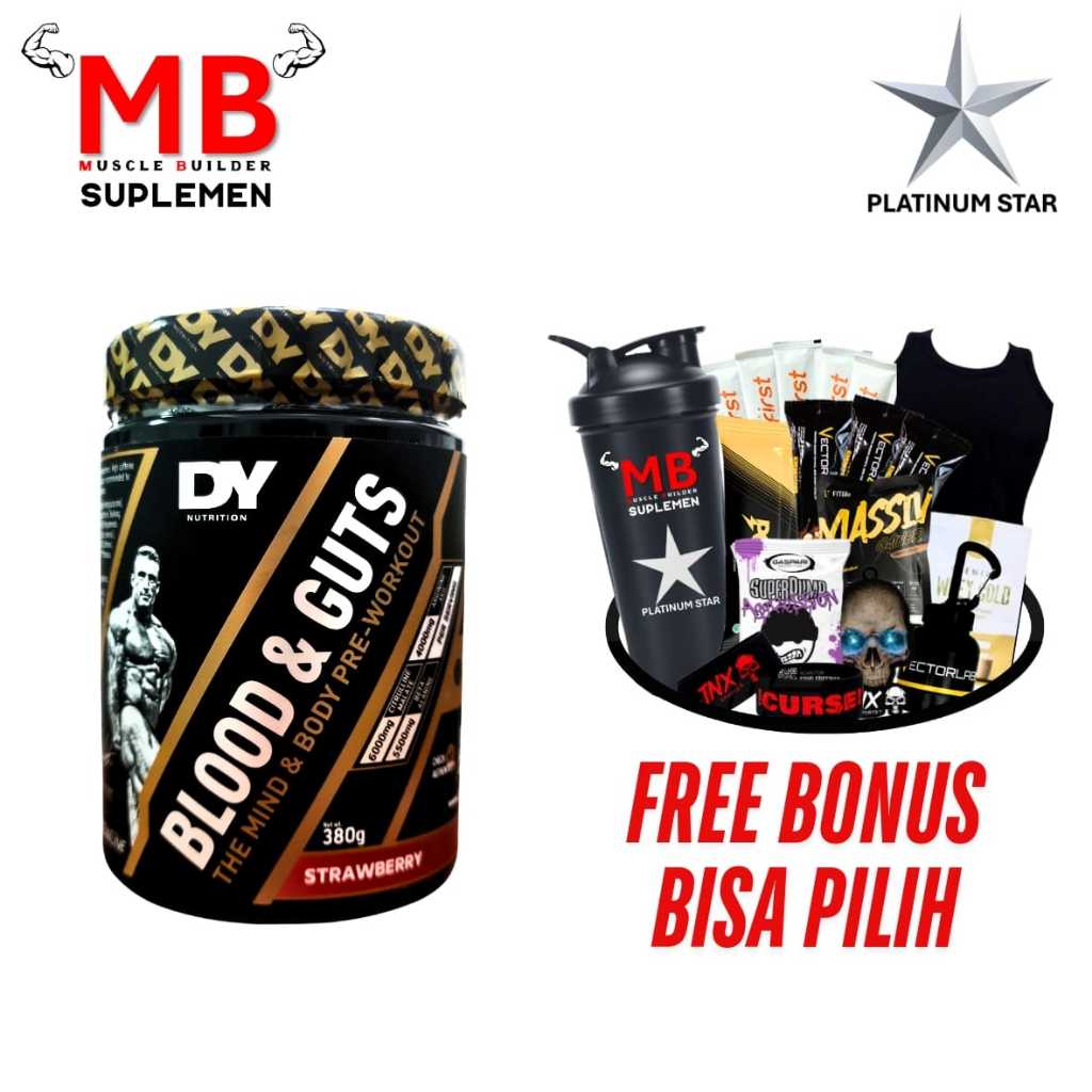 Blood & Guts DY Nutrition 20 servings Dorian Yates Pre Workout PreWorkout Serving Serv and n Gut NO 