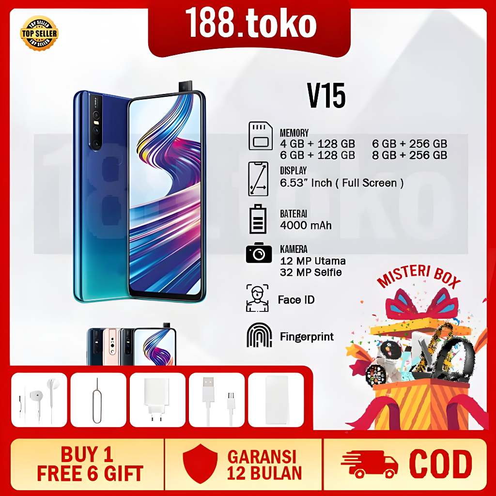 SMARTPHONE  V15 RAM 8+256 GB GARANSI TOKO