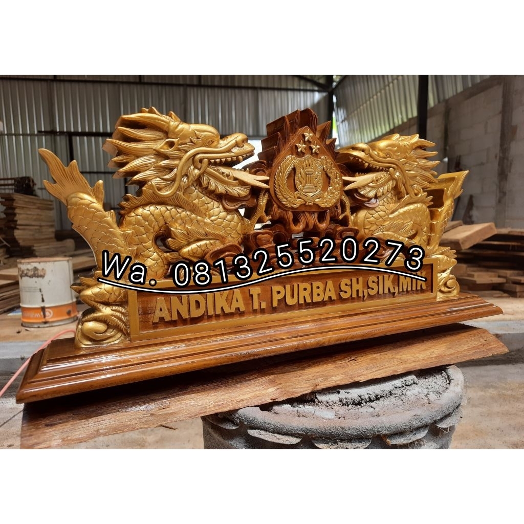 Papan Nama Ukiran Motif Naga