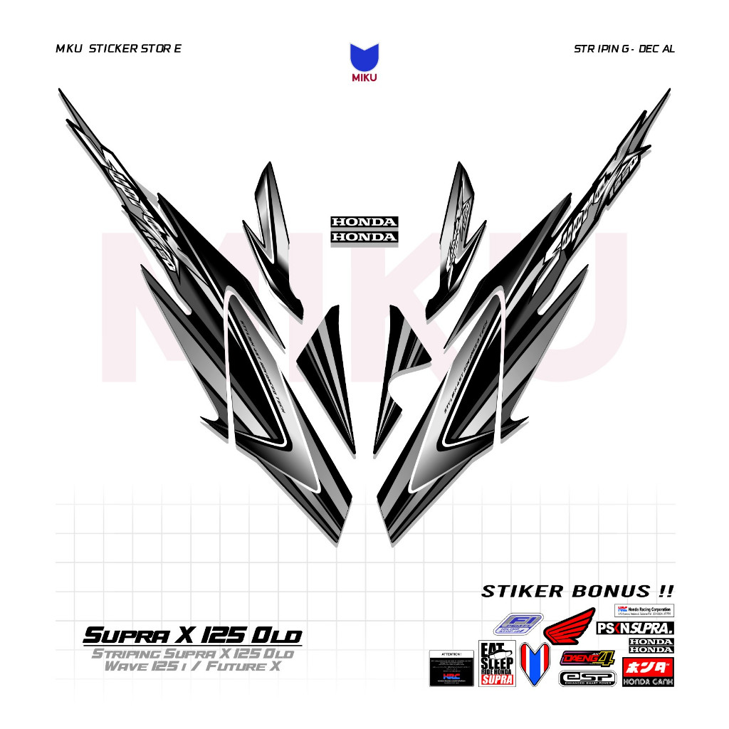 SO08b Stiker Sticker Striping Supra X 125 Old Lama Honda Future x Wave 125i Setriping Skotlet Scotli
