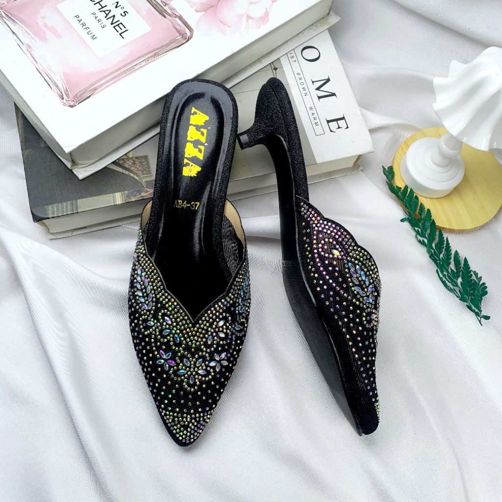 AZZA Sandal Kondangan Heels pesta wanita 3cm Hak lancip