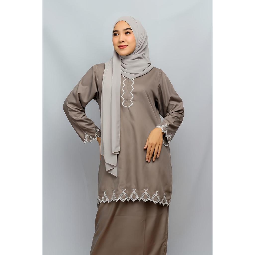 DA BEN Set Kurung Melayu Bordir Katun Toyobo Fodu Premium Jumbo LD 120 - Setelan Tunik Rok M-XXL