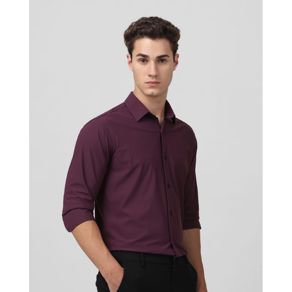 Kemeja ungu Burgundy polos panjang pria cowok original murah