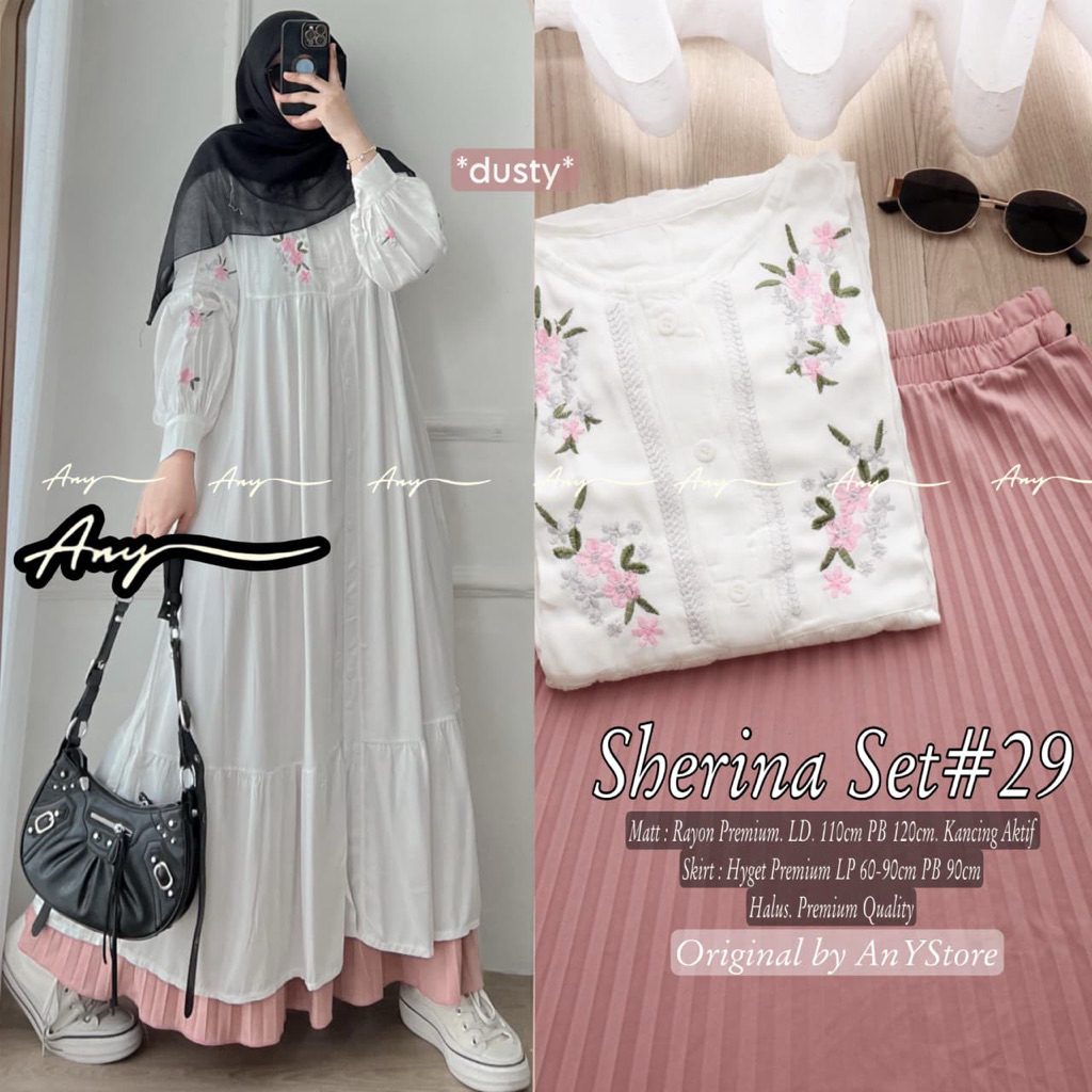 SERINA DESTA SHERINA SET BY ANY STORE | ANYA SET BY ANNORA BAHAN BLOUSE RAJUT KNITE SKIRT HYGET PLIS