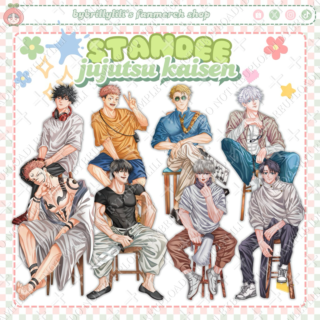 Jujutsu Kaisen Standee | Sukuna Gojo Yuuji Megumi Toji Nanami | bybrillylili