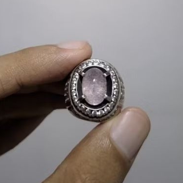 Kecubung Bulu Merah Ring Perak