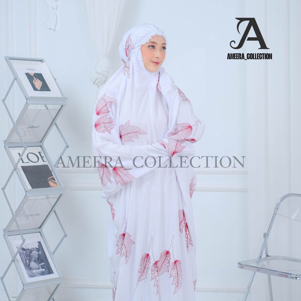 AMEERA Mukena Terusan/Lajuran Rayon Bordir Daun All Size