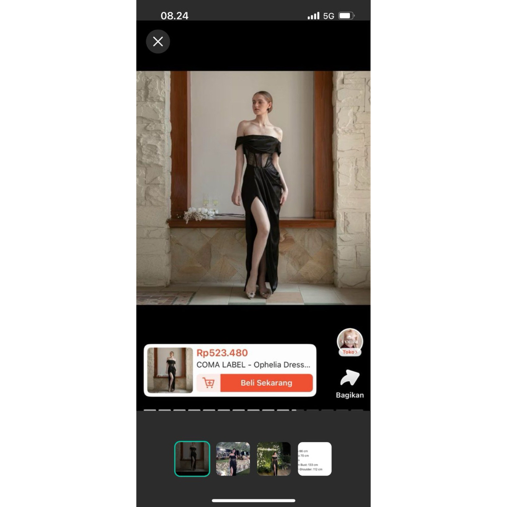 Dress hitam preloved coma label