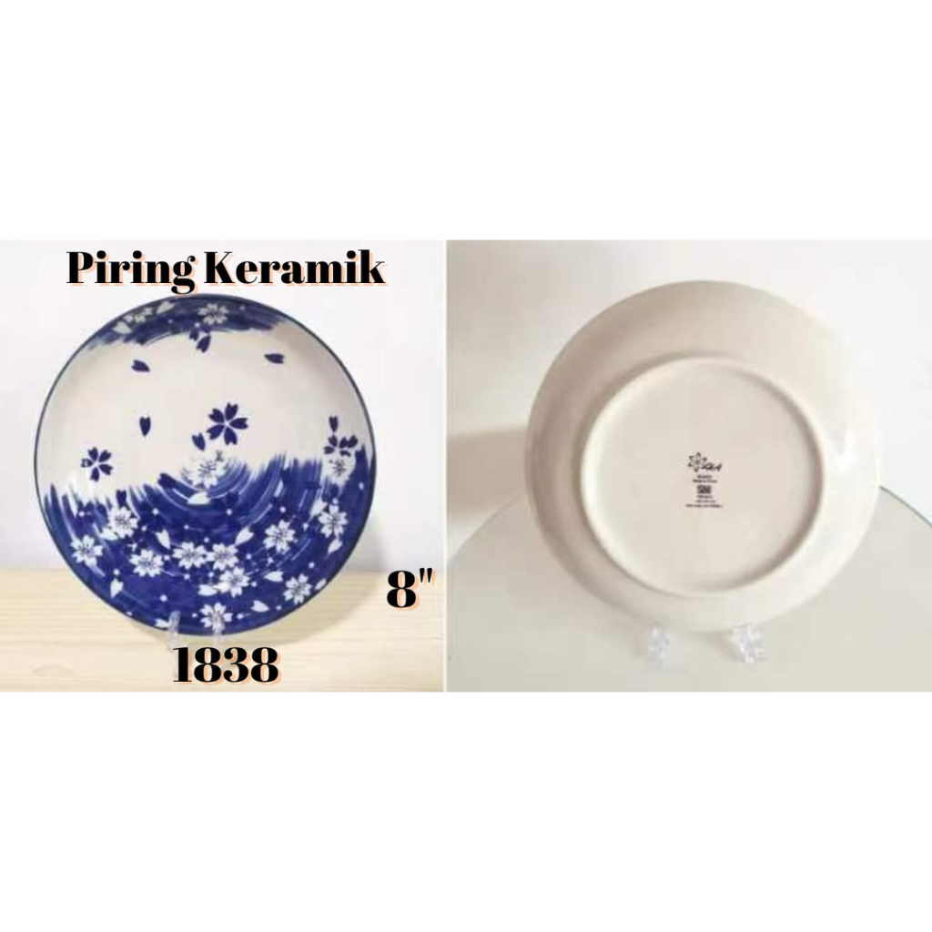 piring keramik motif D 8” (20cm) harga termasuk packing kayu piring keramik souvenir