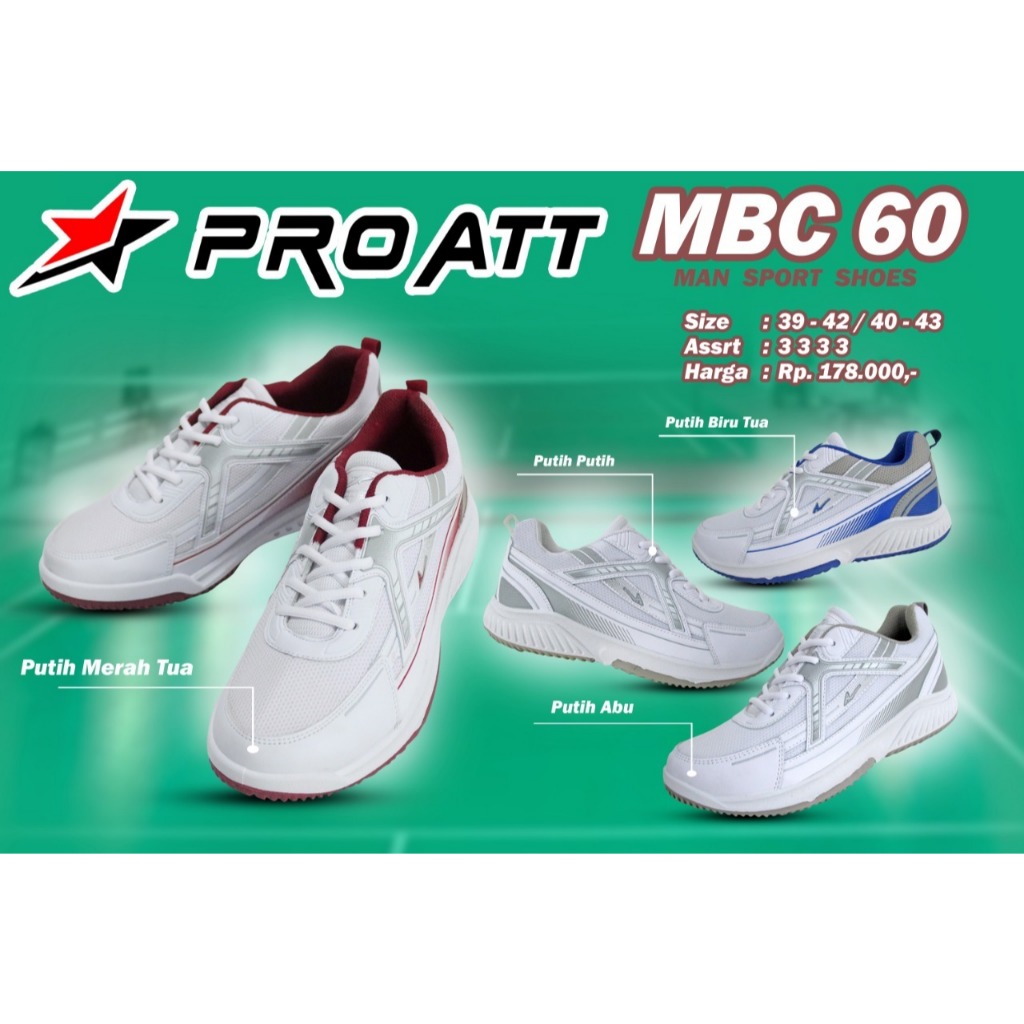 PRO ATT MBC 60 SEPATU OLAHRGA PRIA WANITA JOGGING BADMINTON SENAM ASLI ORIGINAL KUAT NYAMAN MURAH