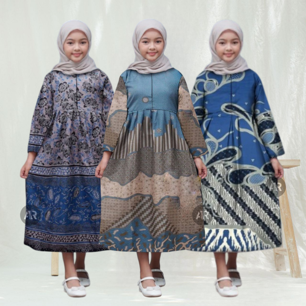 Terbaru Gamis Batik Anak Modern | Baju Batik Anak Fashion | Gamis Muslim Anak Perempuan