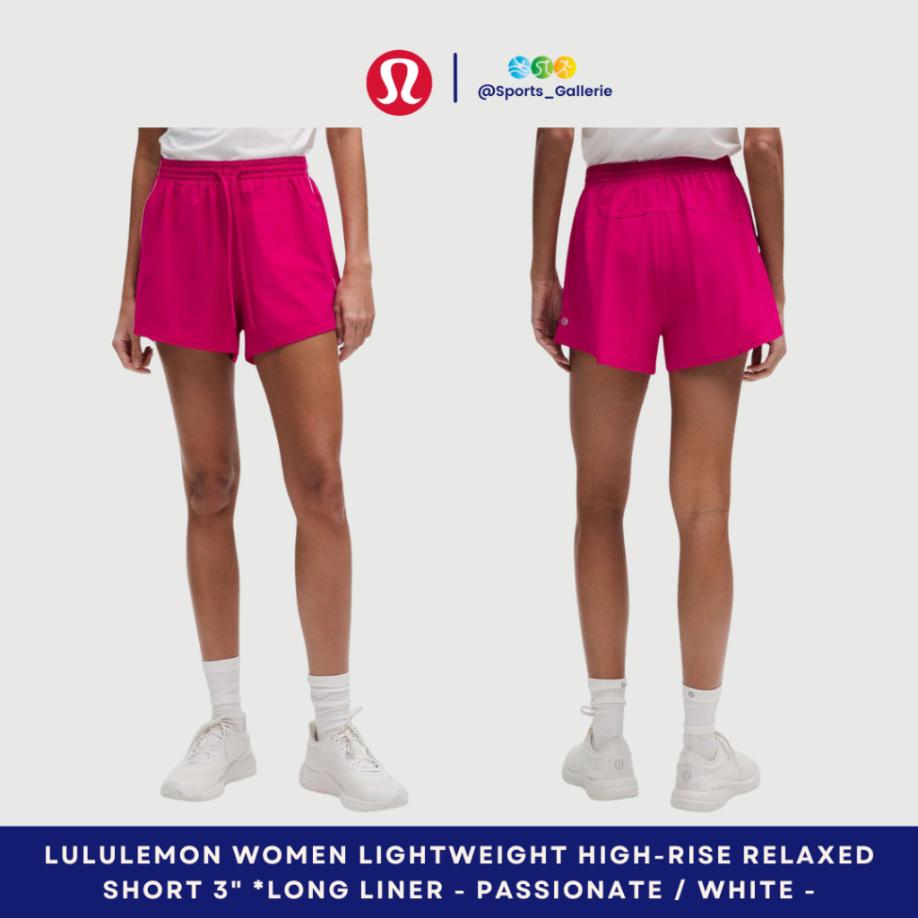 LULULEMON Women Lightweight High-Rise Relaxed Short 3" *Long Liner - Passionate / White