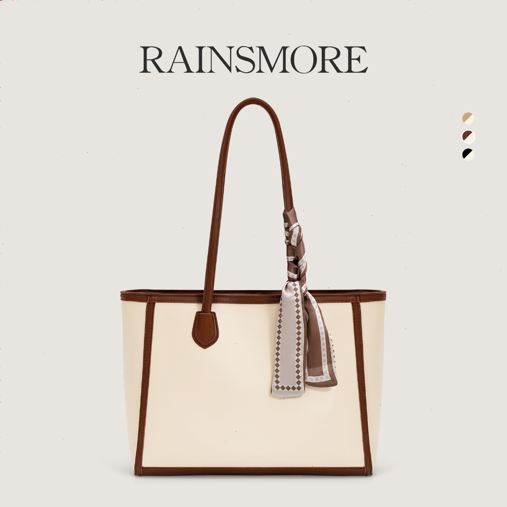 RAINSMORE tas tote bag wanita – Tas Bahu Kapasitas Besar dengan Tekstur Mewah, Cocok untuk Kerja & B