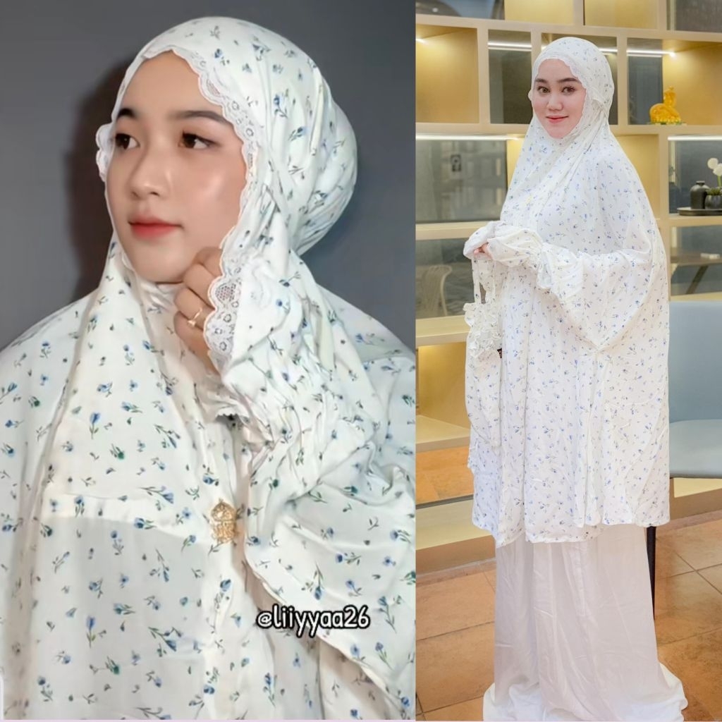 Mukena atas bawah Fathiya by Elkisa/mukena travel/mukena travelling/mukena berlengan/mukena umroh/mu