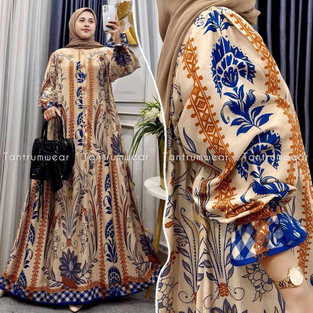 Gamis Arsyila Gamis Lengan Balon Gamis Rayon Premium Lengan Smok