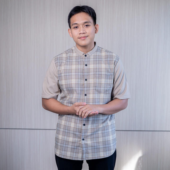 TWO-D Baju Kemeja Koko Muslim Pria Kerah Motif Lengan Pendek TD2659